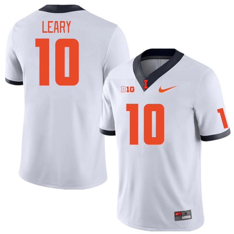 Men #10 Donovan Leary Illinois Fighting Illini College Football Jerseys Stitched Sale-White